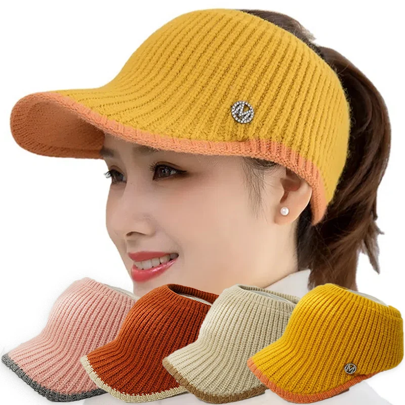 Czapki baseballowe damskie czapki zimowe czapki grube ciepłe zestaw Twist Knit czapki damskie polarowe wysokie kucyk kapelusz Visor Gorros Bonnet