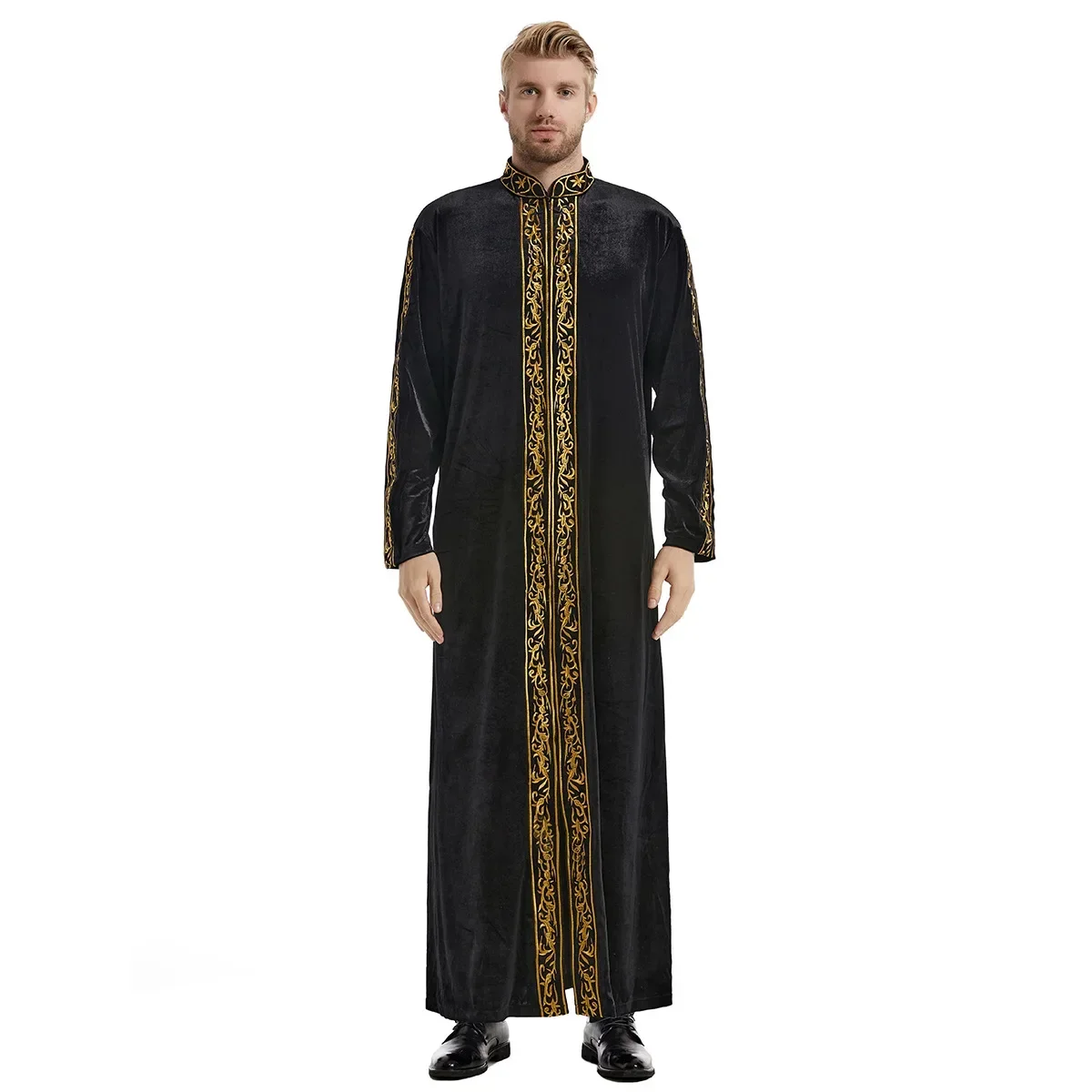 Abito da uomo Four Seasons Abito ricamato a maniche lunghe stile mediorientale Abbigliamento tradizionale da uomo 2 pezzi Set di vestaglie da uomo