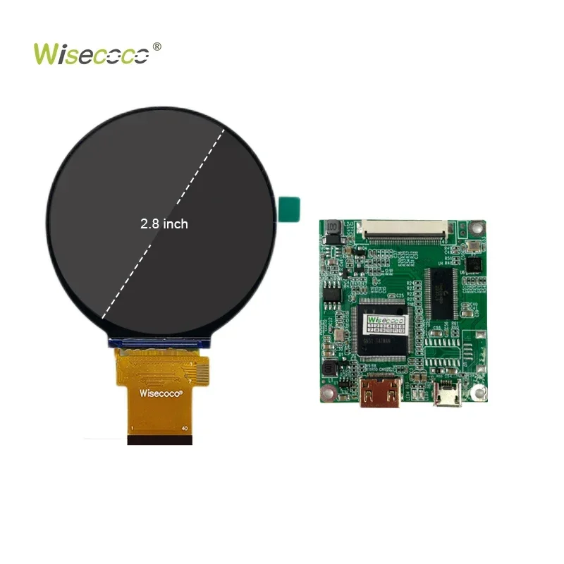 IPS 2.8 Inch TFT LCD Round Display ST7701S Driver IC SPI+RGB 40 PIN Interface 480*480 Screen Board Wisecoco