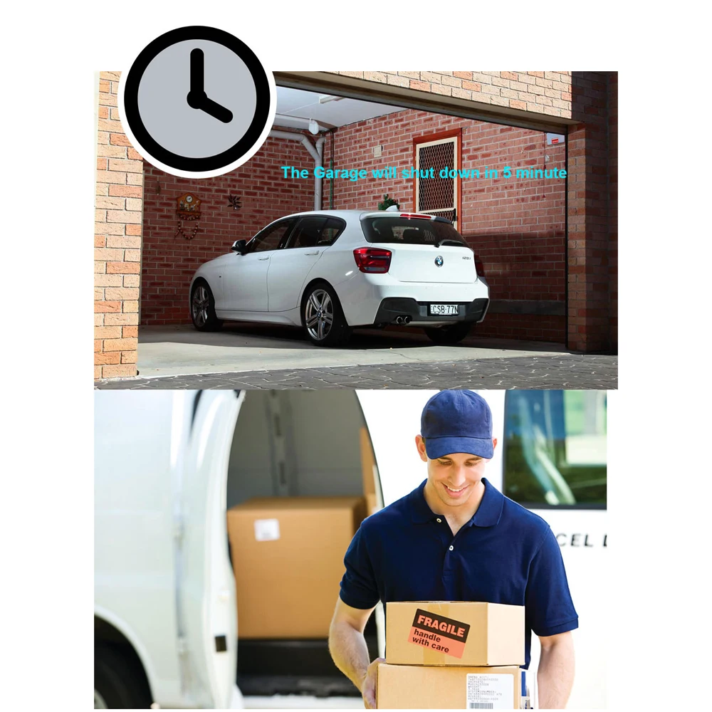 Controlador inteligente de porta de garagem AC100-240V, cronometragem compatível com Alexa e Google Home Smart Life APP Controle de voz