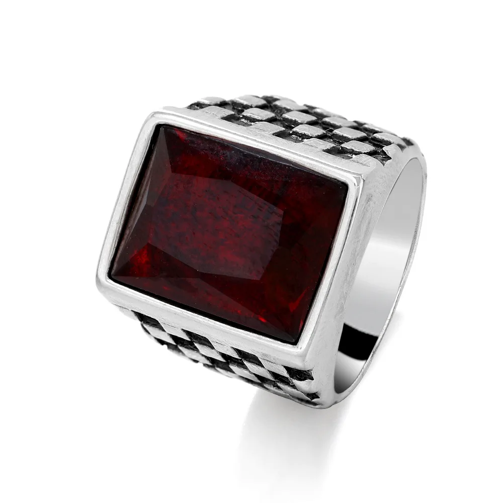 Big Antique Red Ruby Stone Crystals Women Men Cool Punk Mystery Opening Finger Rings Jewelry