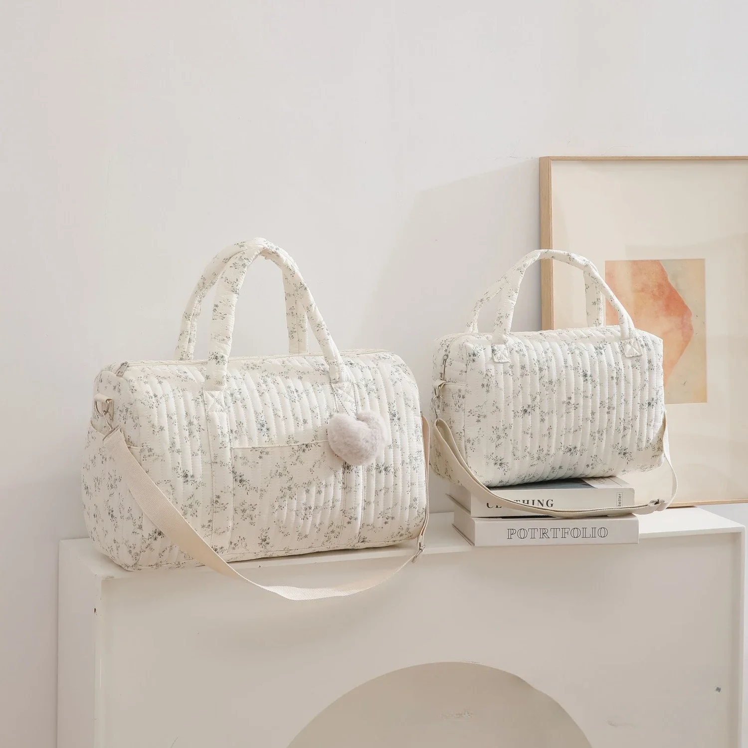 Bolsa bordada floral para mamãe, bolsa de fraldas de grande capacidade, bolsa de viagem para maternidade, armazenamento boston, bolsa de ombro, organizador de itens para bebês