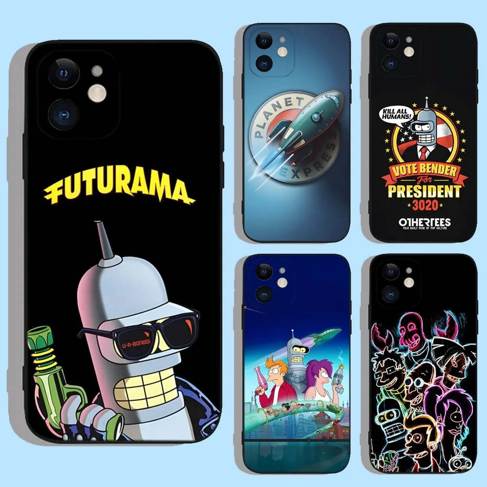 Cartoon F-Futurama Robot Bender Phone Case For Apple iPhone 15,14,13,12,11,XS,XR,X,8,7,Pro,Max,Plus,mini Silicone Black Cover