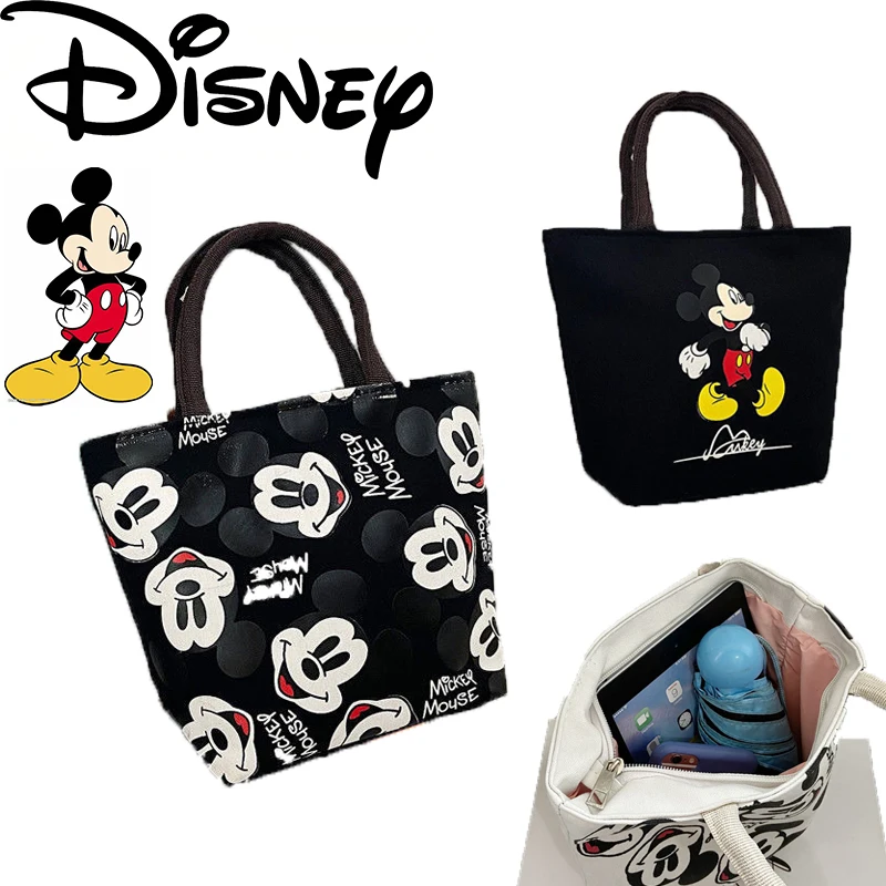 Disney-Mickey Mouse sacola de lona para meninas, bolsa feminina, bolsa anime fofa, sacola de compras de alta capacidade, presente estudantil