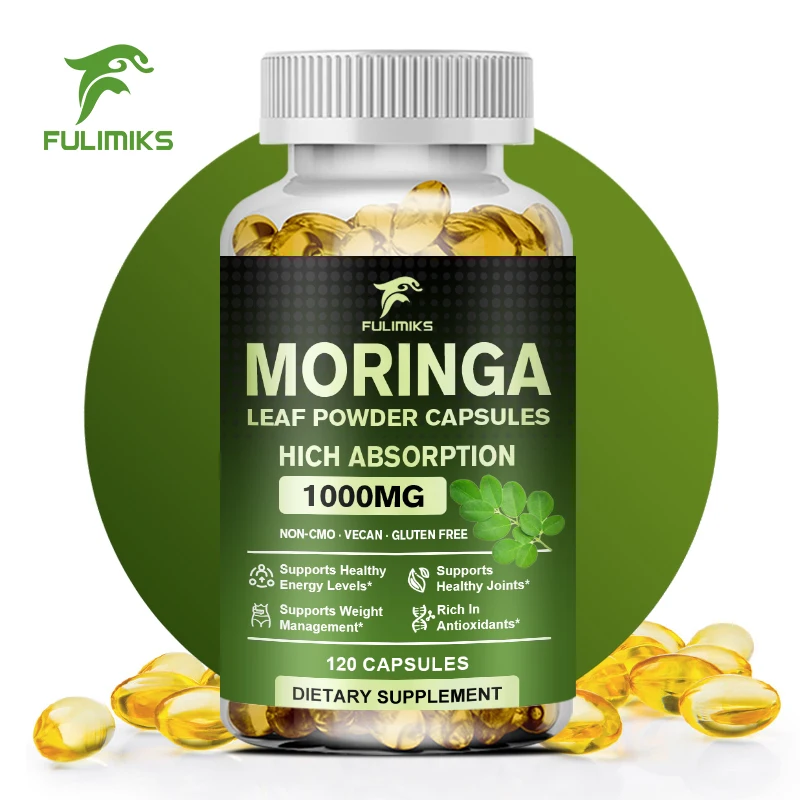

Капсулы Моринга 1000 мг - 120 капсул | Добавка из чистого порошка листьев Моринга Олефера | Мощный зеленый суперфуд | Non-GMO
