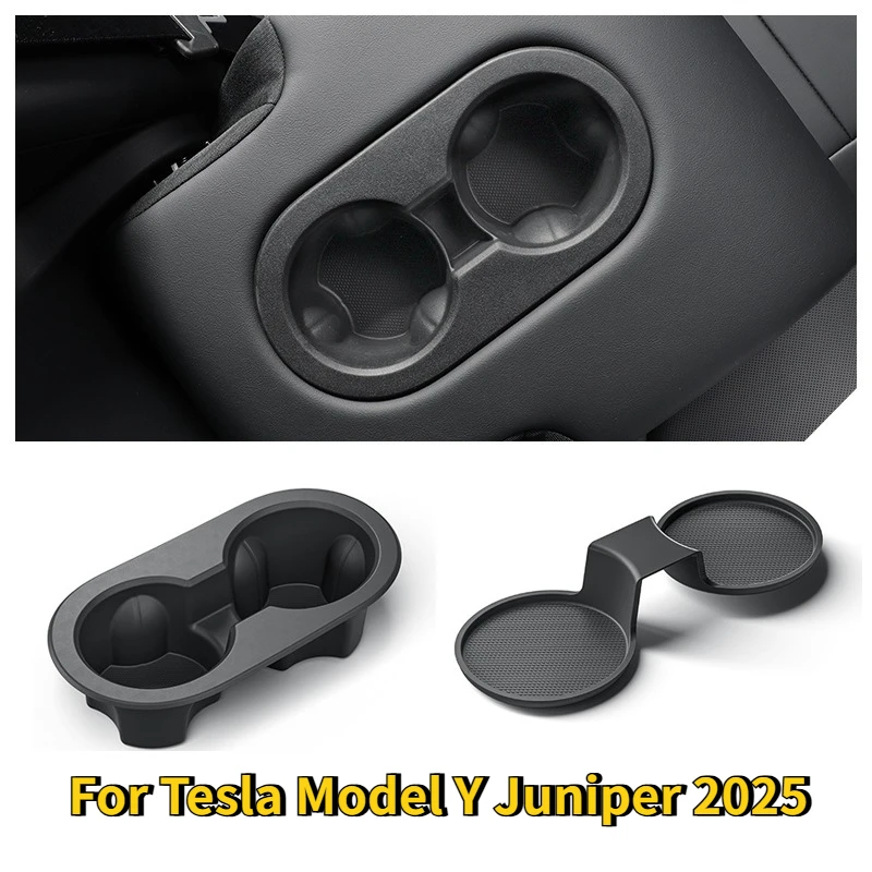 For Tesla Model Y Juniper/Launch 2025 Center Console Water Cup Pad Anti-slip Pad Rear Row Cup Holder Pad Interior Accessories