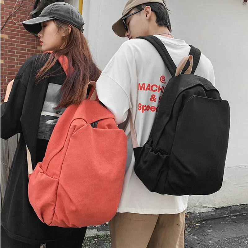 Zaini di tela donna elegante semplice solido borsa di grande capacità Harajuku All-match zaino Casual retrò studenti BF stile coreano