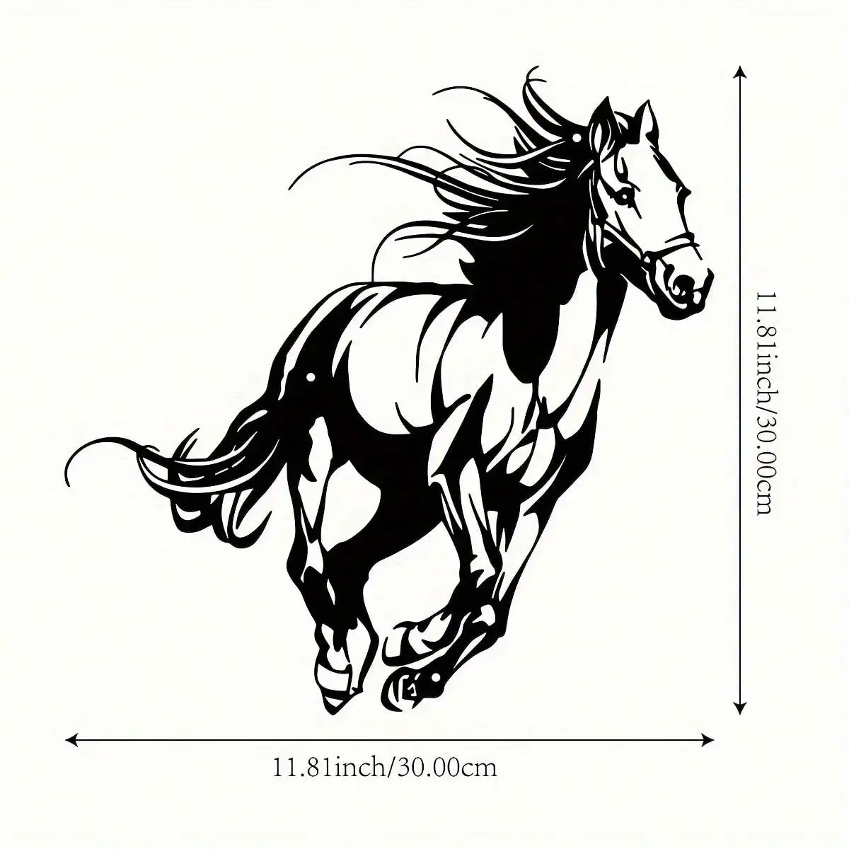 Brand Elegant Black Galloping Horse Metal Wall Art,30cm Dynamic Iron Hanging Decor for Living Room Patio Balcony Indoor