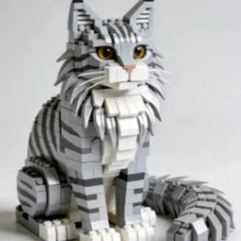 Image of Beliebte Bauklötze Schwarz-Weiße Katzenmodell DIY Montage-Spielzeug Sammlerstück Ornament für Katzenliebhaber Heimdekoration Spielzeug Geburtstagsgeschenke