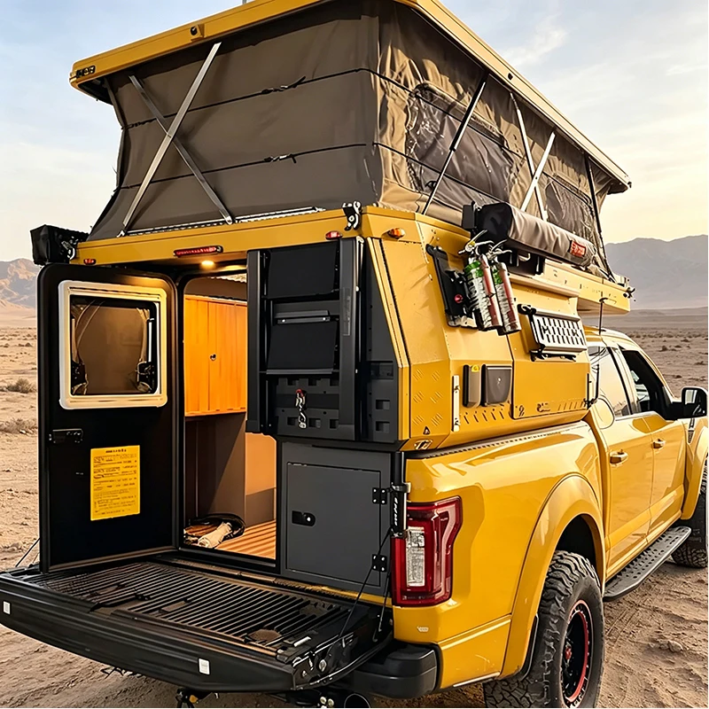 Durable Overland Camper Shell for Pickup Trucks with Waterproof Tent Room and Easy Setup Design for Adventure Travel