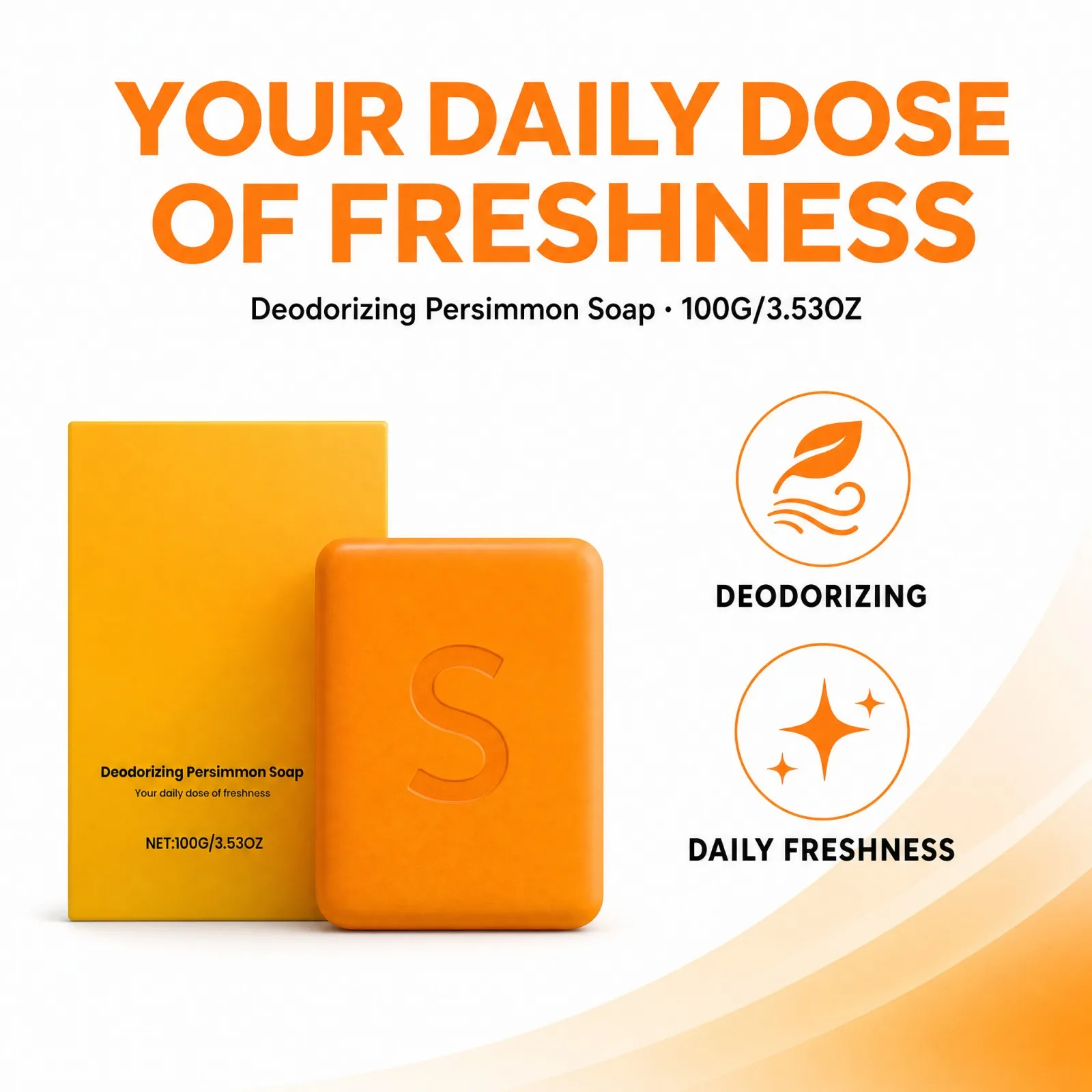 100G Persimmon Bath Soap Refreshing Body Cleanse Mild Skin Friendly Deep Moisturizing Natural Fragrance Face Hand Daily Use