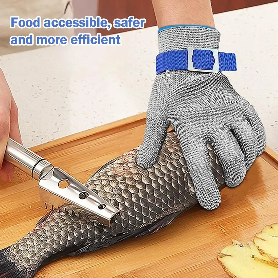 Anti-cut Gloves Safety Cut Proof Stab Resistant Stainless Steel Wire Metal Mesh Butcher Hand Protect Meat Cut-Resistant Gloves, image 4