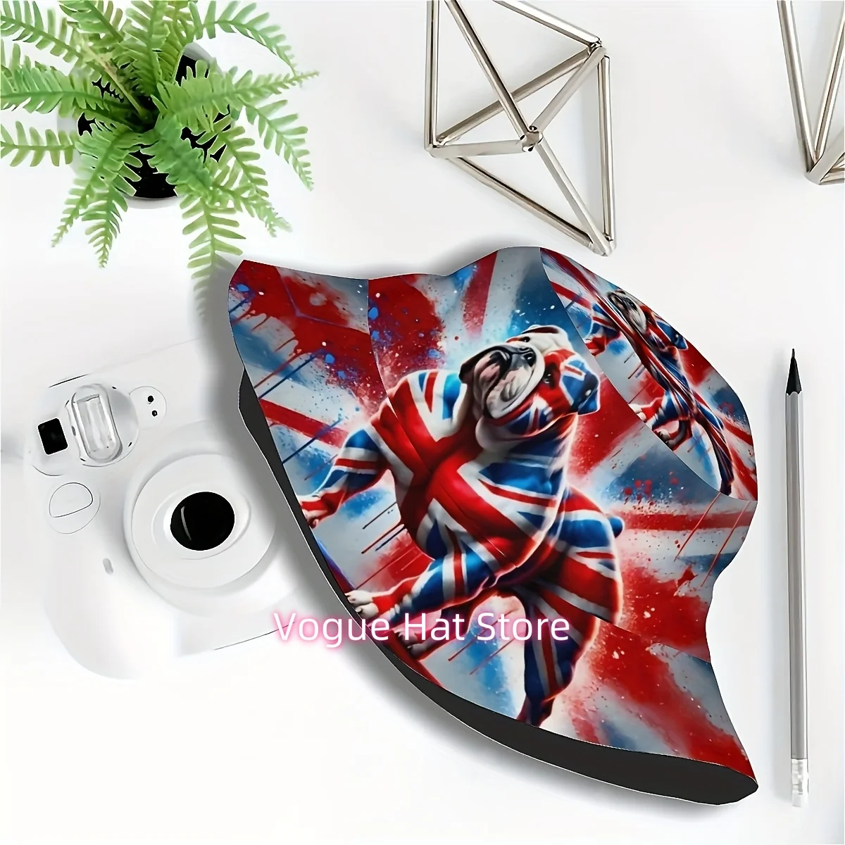 Unisex Printed Fisherman Hat Featuring The British Flag And Bulldogs, a Trendy Accessory with a Playful Character, Perfect for O