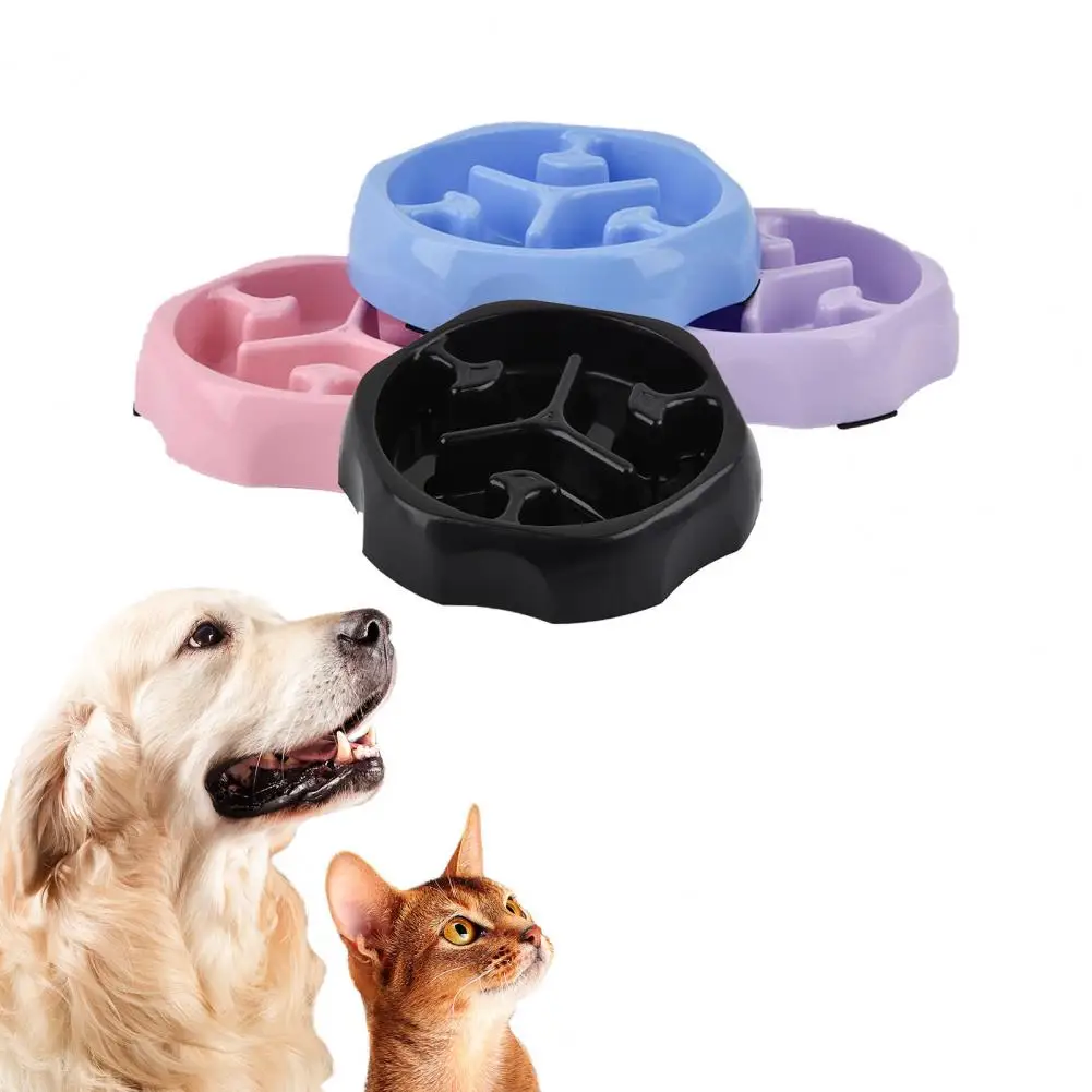 Plastic Slow Feed Pet Bowl Breed Slow Feeder Dog Bowl for Effective Eating Control Anti-spill Pet Food Dish Round Shape for Dogs