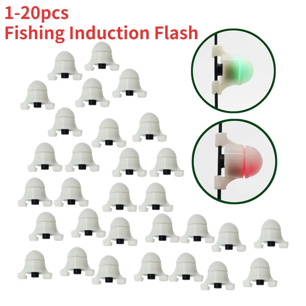 1-20pcs Night Fishing Rod Tip Clip Alert Indicator Tools Electronic LED Automatic Induction Flash for Fishing Bite Alarms Light