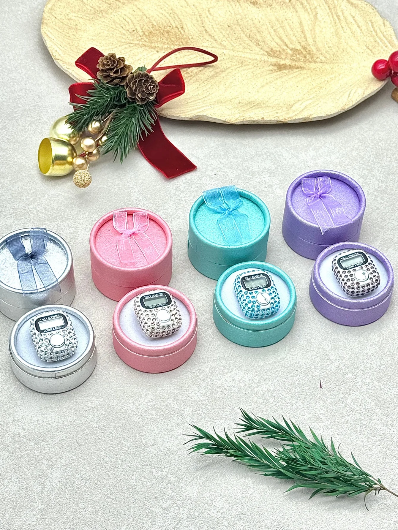 Luxury Minimalist Diamond-Encrusted Finger Counter, Available in Four Colors, Gift Boxed, Ideal for Holiday Gifts
