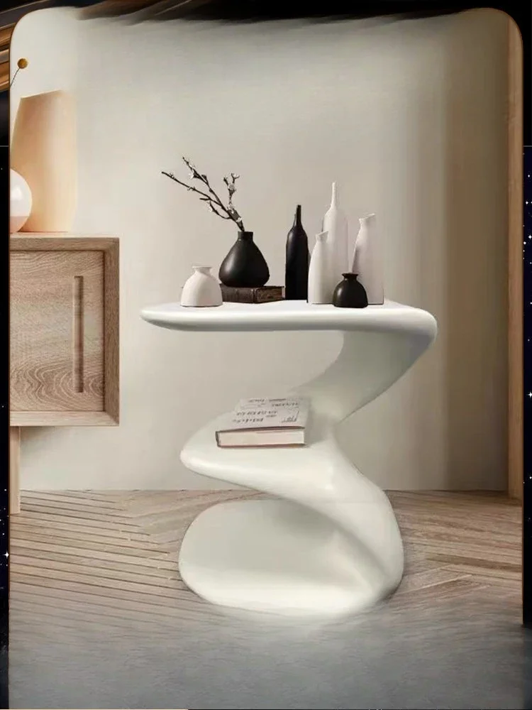 Nordic light luxury entrance table fiberglass coffee table small apartment living room sofa bedside locker balcony table