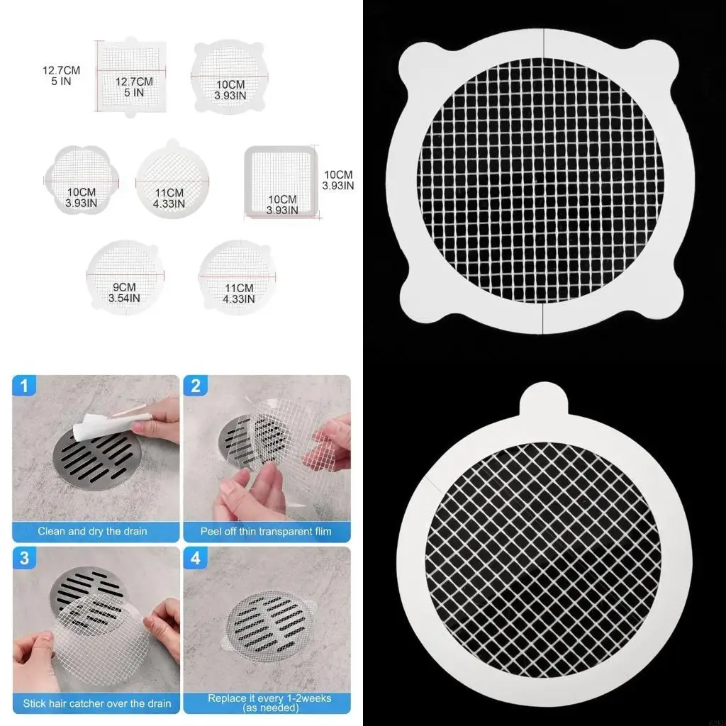 62KD Disposables Shower Drain Hair Catcher 10pcs Mesh Stickers Anti-blocking Filter