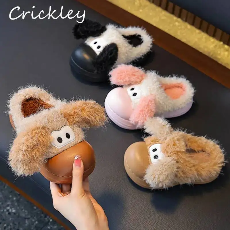 الكرتون الكلب الاطفال النعال الشتاء لطيف الحيوان أفخم الدافئة الفتيان الفتيات النعال إيفا لينة أسفل الأطفال أحذية الملاعب المغطاة