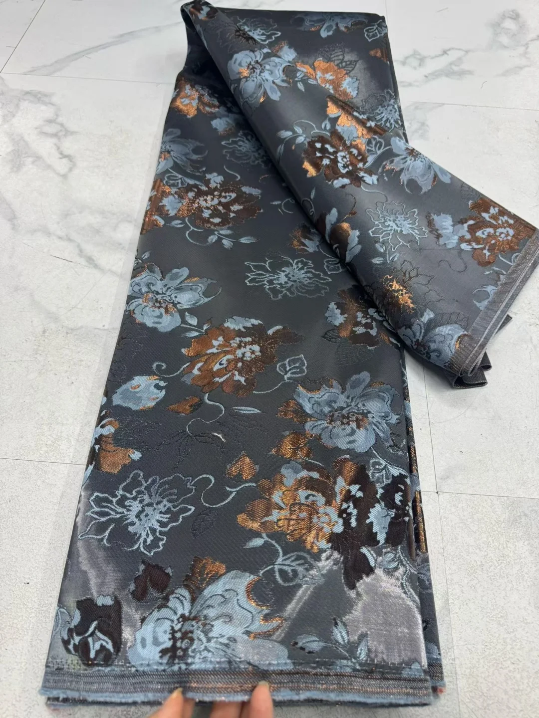 African Jacquard Organza Brocade Fabric 2026 Nigerian Damask Tulle Mesh Gilding Lace French Net Material Brocard Tissu 5Yard