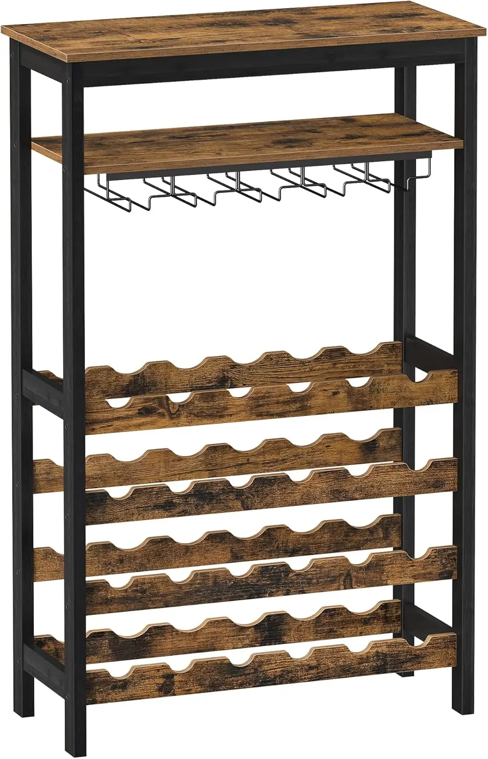 SONGMICS wine rack kitchen rack for 24 wine bottles with glass holder