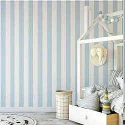 1PC blue and white stripes pattern design thick moisture-proof and waterproof wallpaper, can be self-adhesive tear-off ready to