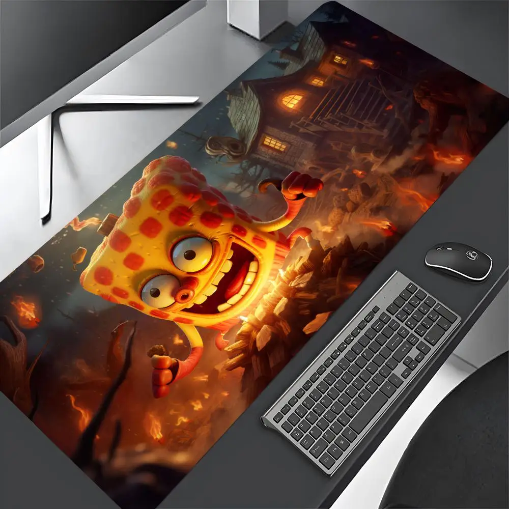 Scary Flame SpongeBob Mouse Pad Gaming Abstract brave Large 800x400mm MouseMat Gamer XXL Mause Carpet PC Desk