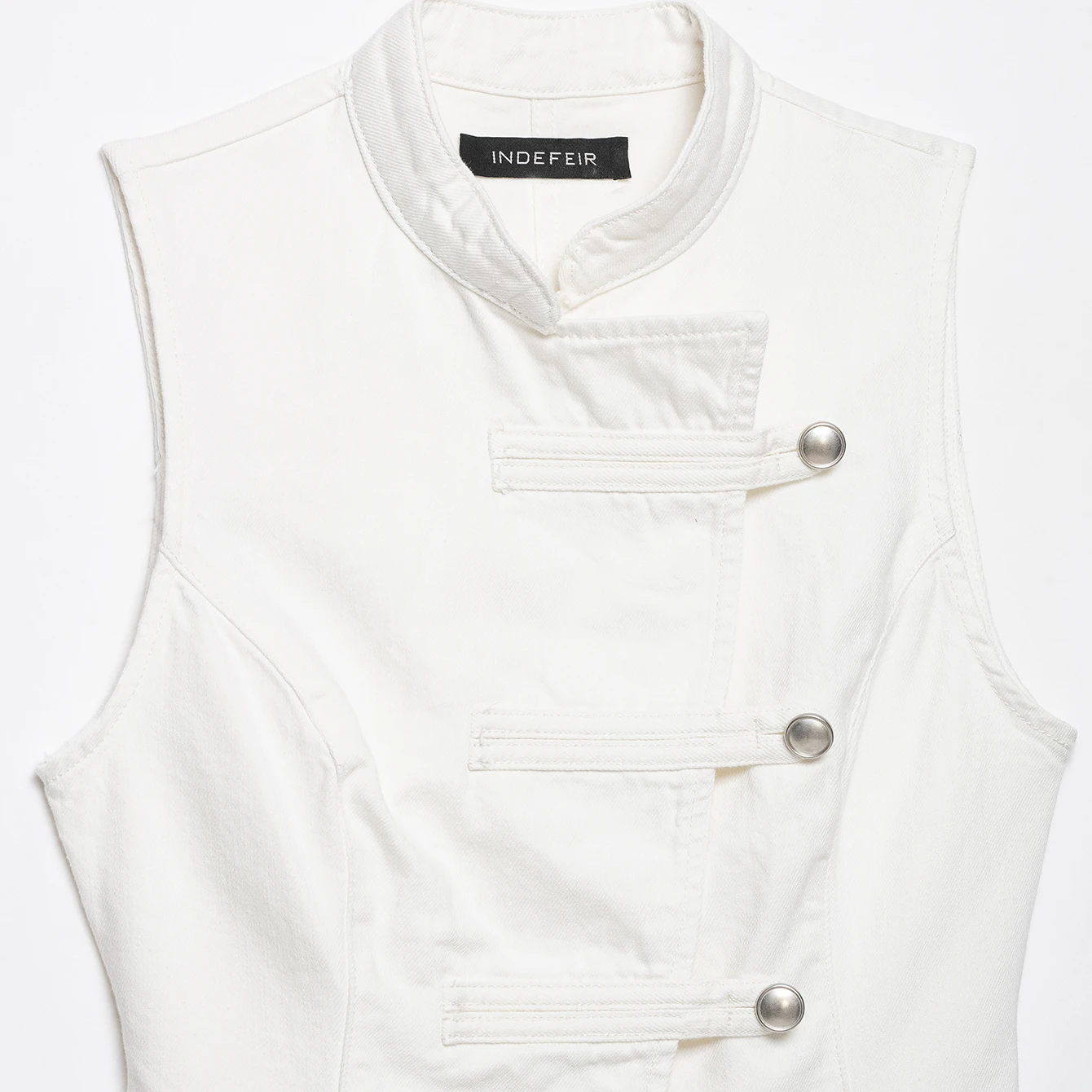 KASLEAD New Women's Fashion Simple Knot Buckle Denim Top Polyester Material Regular Length Outerwear Style Summer Collection