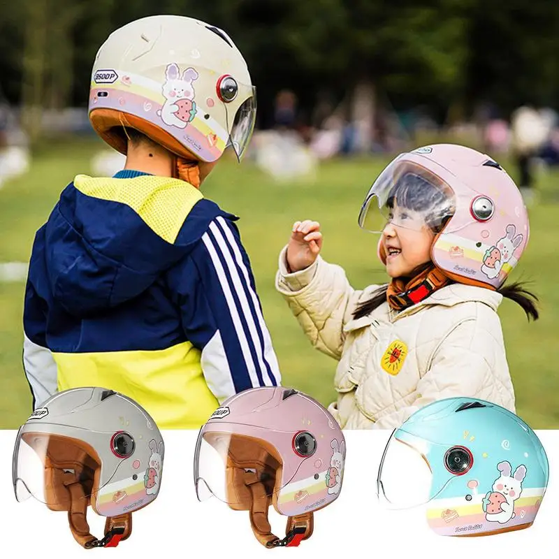 Kids Helmet Four Seasons Children Breathable Motorcycle Helmet 3/4 Open Face Cute Gift Safety Protection Motorbike Accessories