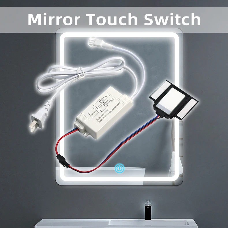 Ein-Touch-Ein/Aus-LED-Lichtschalter für Hochspannungsspiegel, geeignet für 220V AC LED-Beleuchtung – Detail 1