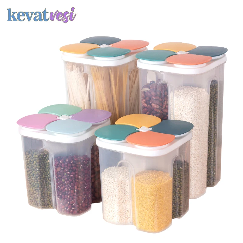 Cereals Storage Box Plastic Sealed Jar for Grain Noodle Transparent Food Keep Fresh Waterproof Container for Multigrain Tea Cans