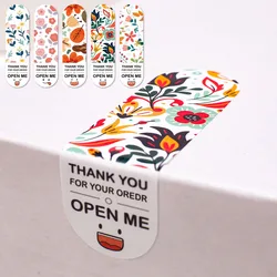 Simple Flower Smiling Face Sticker Rectangle Thank You for Sealing Label Gift Food Packaging Sticker Holiday Wedding Decoration