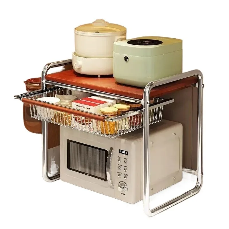 Microwave oven air fryer rack kitchen countertop pumping rice cooker bracket storage rack multi-functional seasoning rack