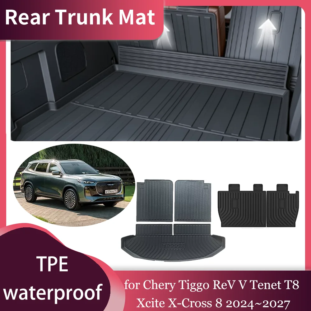 Trunk Mat for Chery Tiggo ReV V Tenet T8 Xcite X-Cross 8 2024~2027 Waterproof Liner Trunk Seat back Pad Cargo Tray Accessories