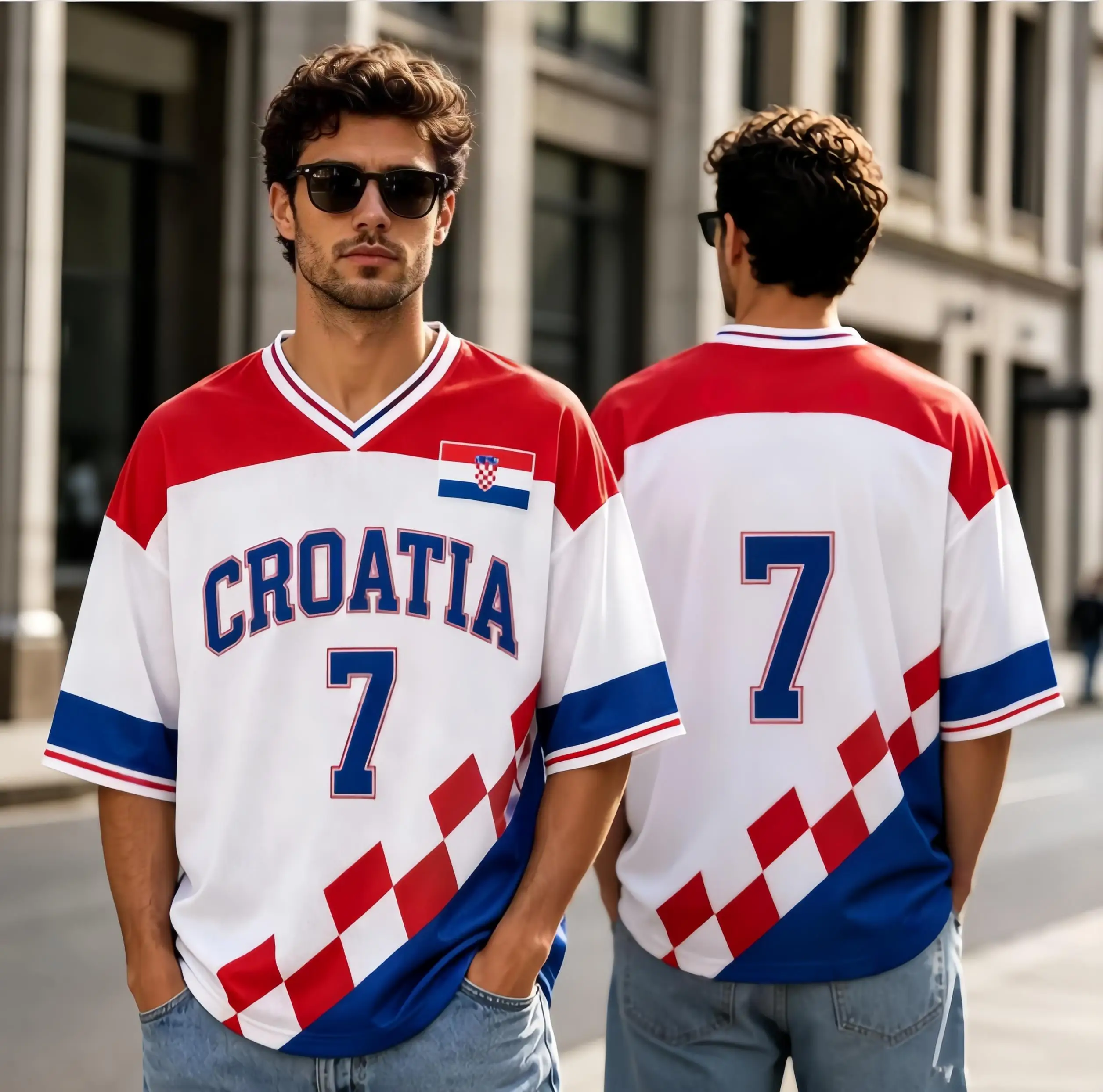 Croatia National Flag #7 Soccer Jersey Quick Dry Mesh Print Football T Shirt Casual Sports Fan Short Sleeve Top For Kids Adults