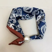 1/2PCS Elegant Pearl Tail Magnetic Clasp Scarf Summer New Versatile Breathable Fashion Artistic Accessory Neck Wrap Scarves 2