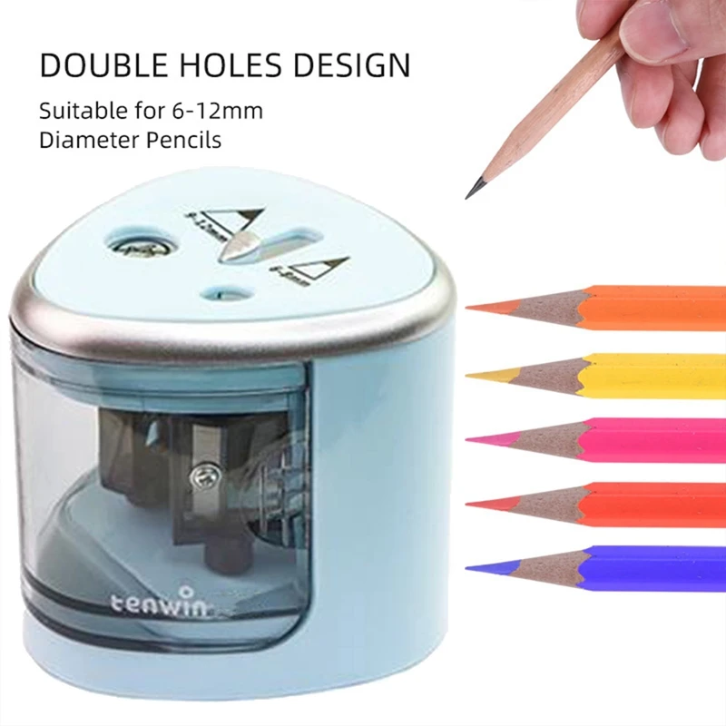 Electric Pencil Sharpener Portable Double Hole For Student Classroom Home Office For Short Pencils