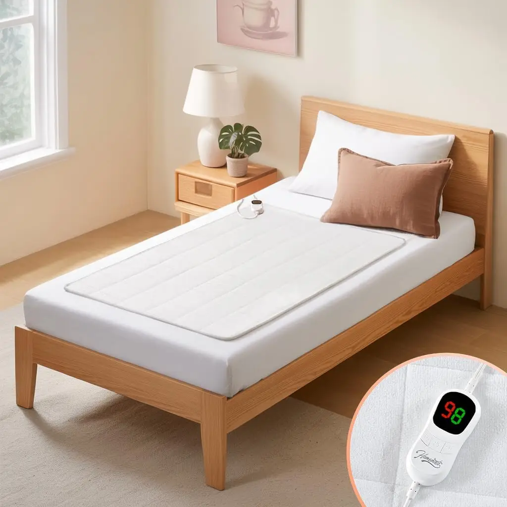 

Mini Twin Heated Mattress Pad with 5 Settings, Dual Controller & Auto Off, Fits Up to 21 Inch