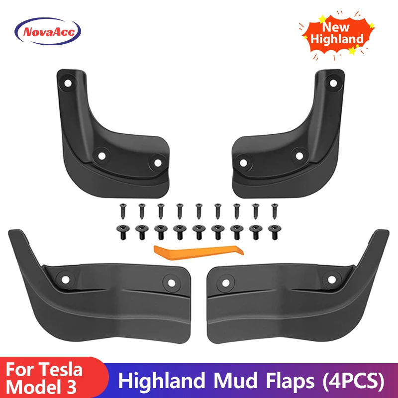 

NovaAcc 2024 Upgraded Mud Flaps for Tesla Model 3 Highland Splash Guards Fenders All Weather Protector Mudguards Car Accessories