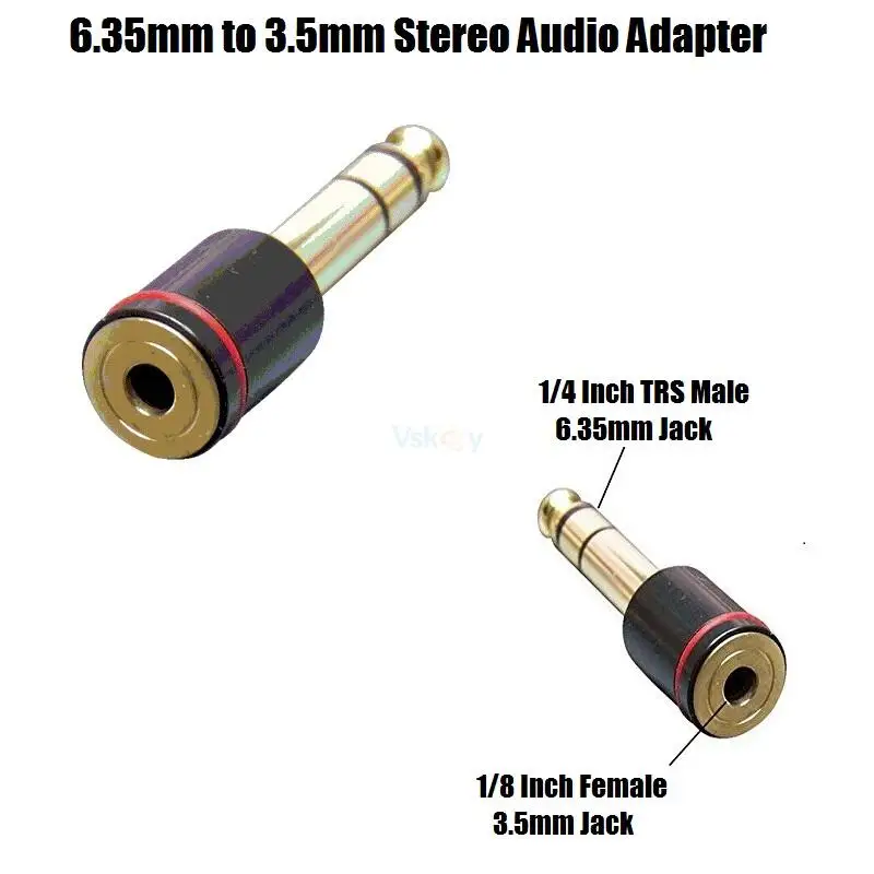 3PCS 1/4 นิ้ว 6.35 มม.ชาย 3.5 มม.อะแดปเตอร์เสียงสําหรับเครื่องขยายเสียงคอนโซลเปียโนกีตาร์หูฟังสเตอริโอ CONNECTOR