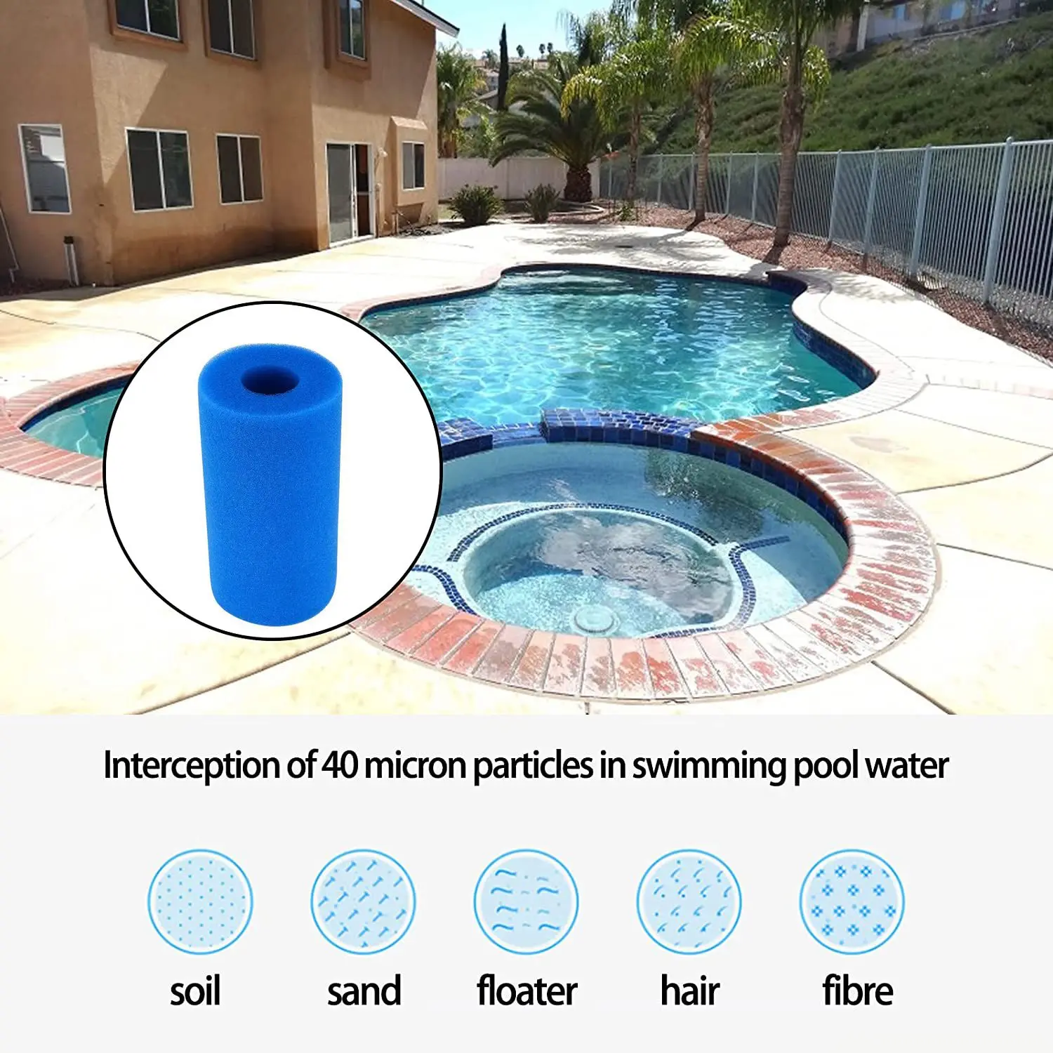 Paquete de 3 cartuchos de esponja para filtro de piscina para Intex tipo a, herramienta limpiadora de jacuzzi lavable y reutilizable