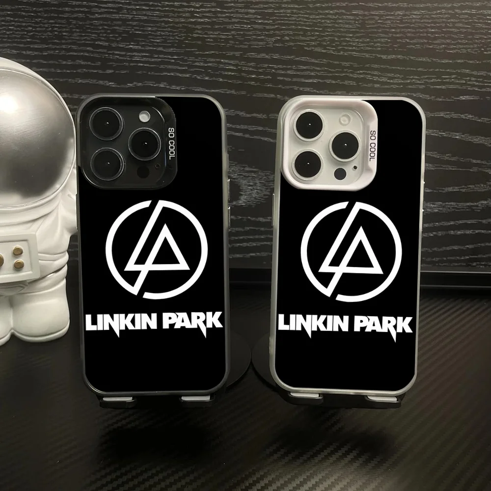 Rock L-Linkin Park-S Phone Case Phone Case IMD Color Silver Shell For IPhone 16 15 14 13 12 11 Pro Max Plus