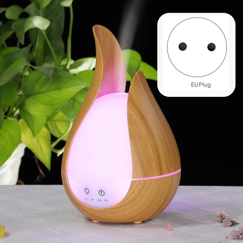 Air Humidifier 7 Color Aroma Essential Oil Diffuser Wood Aromatherapy Cool Mist Maker Fogger EU Plug