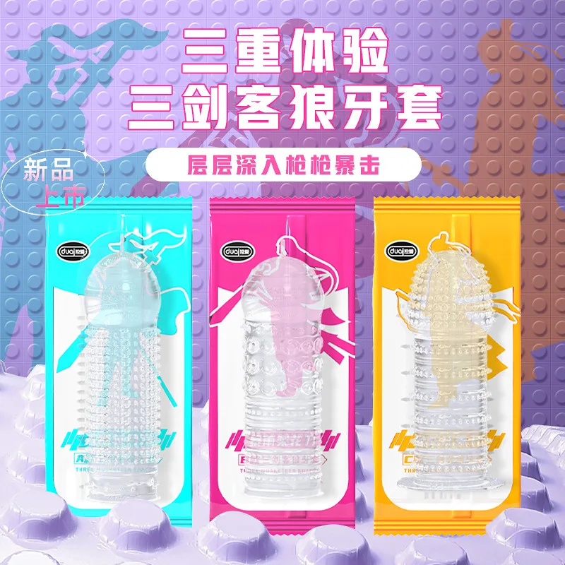 Resuable Men's Condoms Super Stimulation Spikes Dotted Sleeve For Penis Delay Ejaculation Sex Toys For Men 18+ Adult Supplies