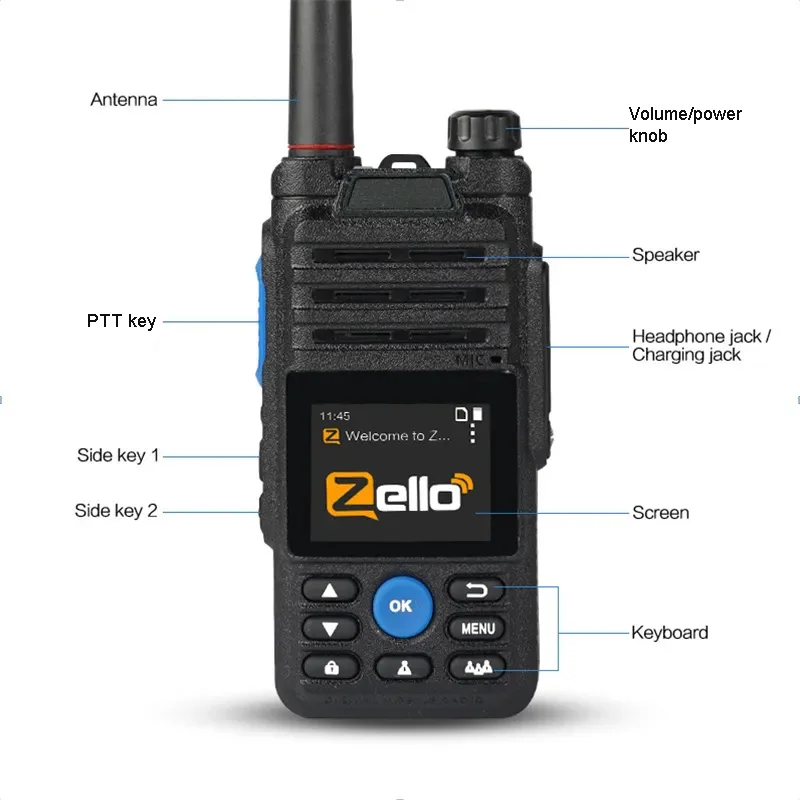 New! Zello PTT 4G Walkie Talkie Global network radio GSM WCDMA LTE Radio With GPS Long Range PoC Two Way Radio 2/3/4G Worldwide