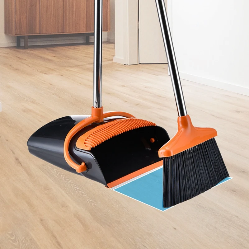 Broom And Dustpan Set Bristles Upright Stand Up Light Weight Long Handle Broom Comb Indoor Outdoor For Home Kitchen