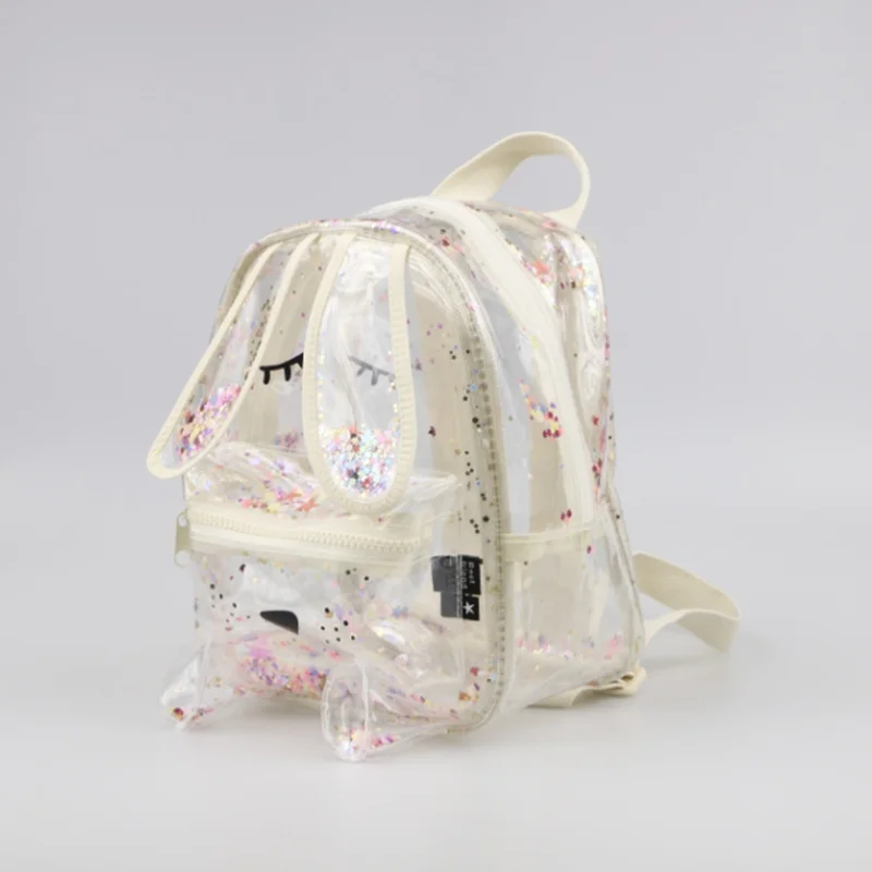 2025 summer new glitter rabbit style transparent backpack shopping glitter cute children's ladies backpack