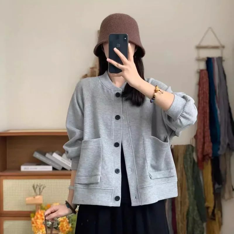 

Women's Short Jacket Cardigan Sweater Baseball Uniform Trendy Top 2025 Spring Autumn New Style