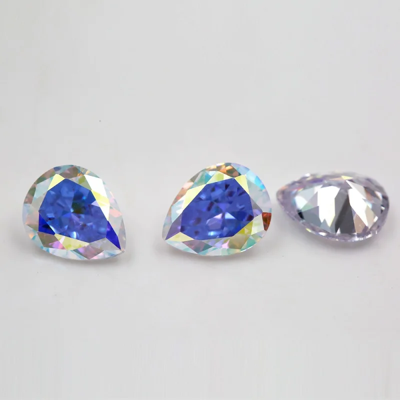 حجم 3x5 مللي متر ~ 10x12 مللي متر قطع الكمثرى تصفيح اللون زركون حجر فضفاض متعدد الألوان تشيكوسلوفاكيا الأحجار الكريمة الاصطناعية لصنع المجوهرات