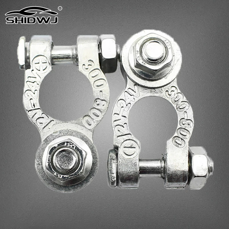 1Pair Battery Terminal Clamp Zinc Alloy Positive & Negative Pole Auto Car Screw Connector Car Battery Terminal Clamp